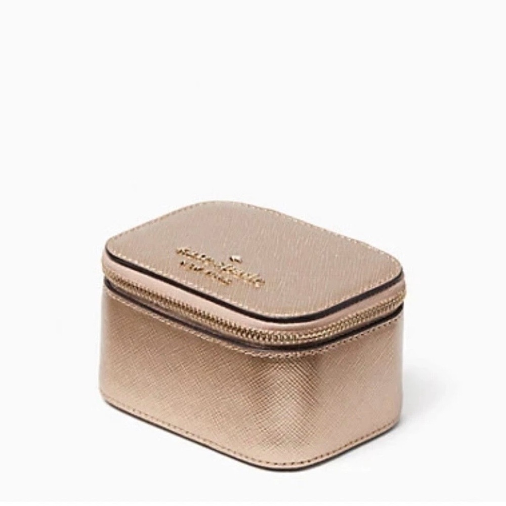 Kate Spade Staci Metallic Rose Gold Travel Jewelry Case